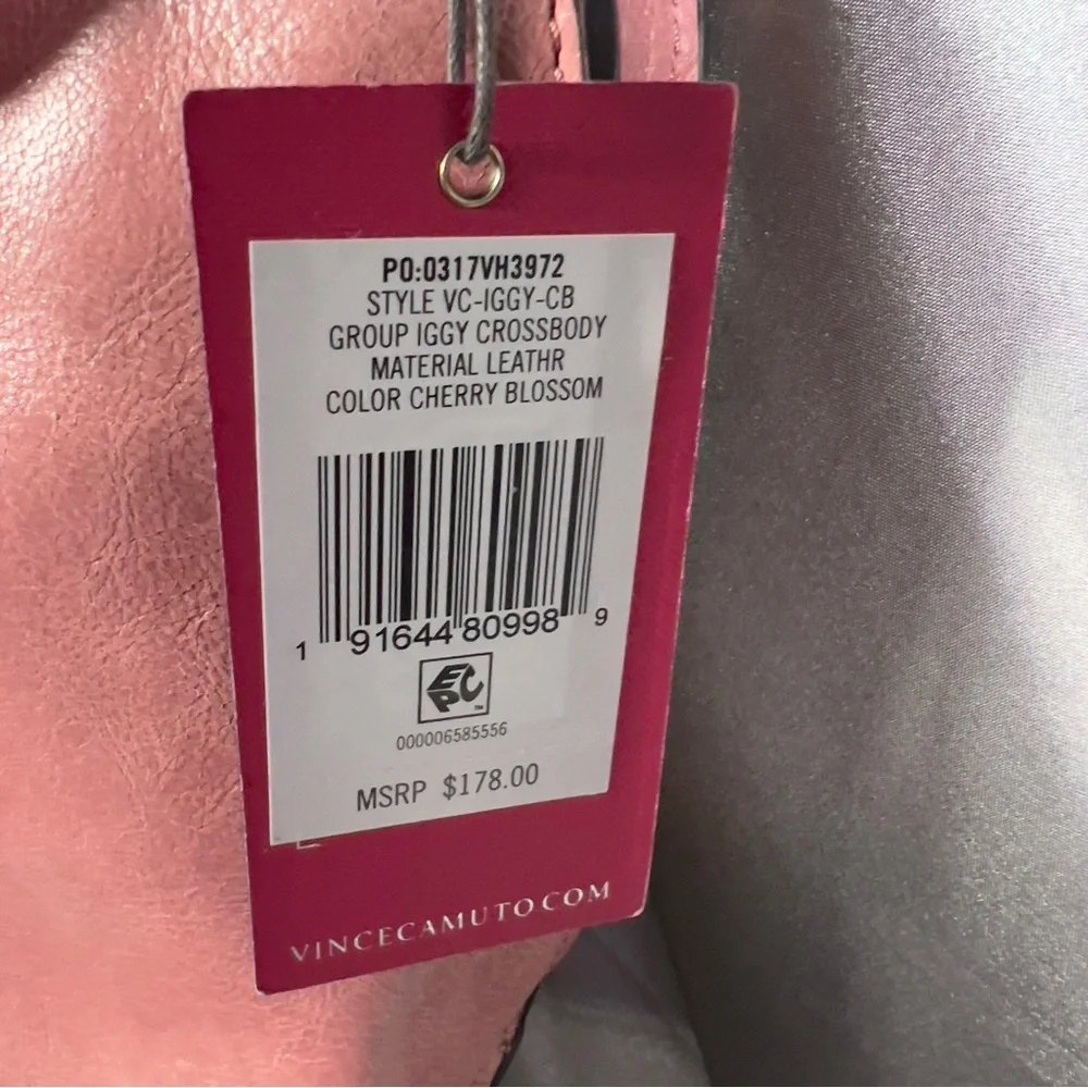 Vince Camuto Pink Cherry Blossom  Iggy Crossbody Leather Purse Bag NWT MSRP $178 - Picture 7 of 17